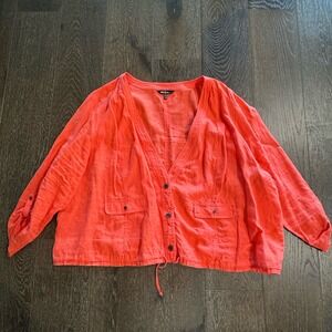 Ulla Popken 100%‎ Linen  Women's Jacket Size US 32-34  Blazer Coastal Beach